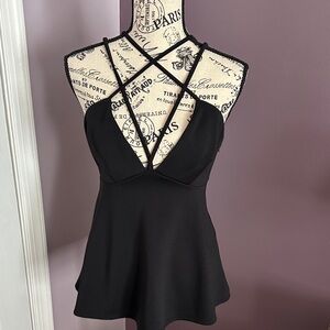 Elegant Black Strappy Women's Top